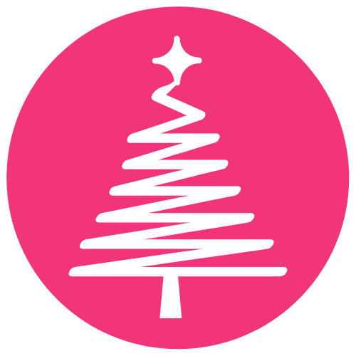 pink circle with Christmas tree