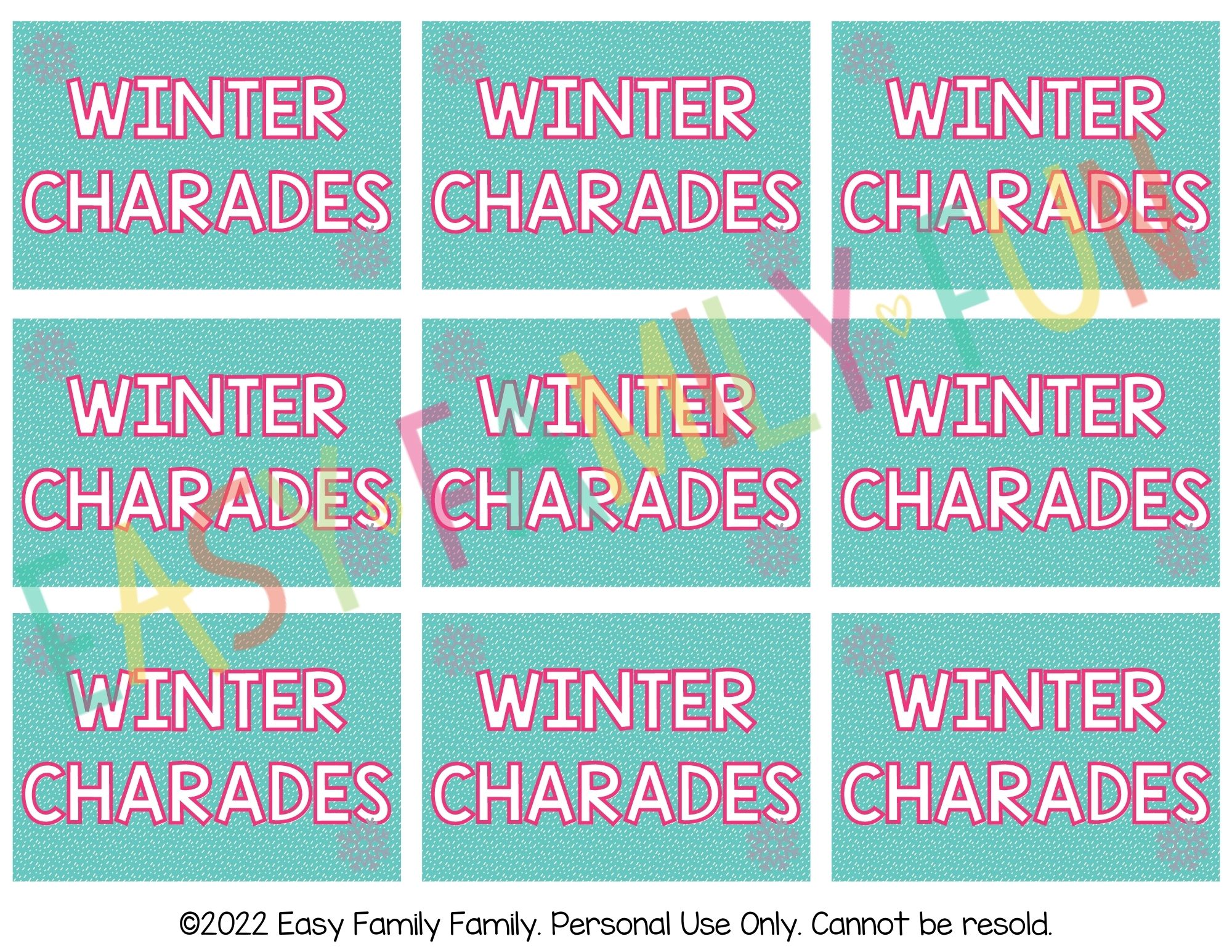 60 Winter Charades Ideas Printable Cards