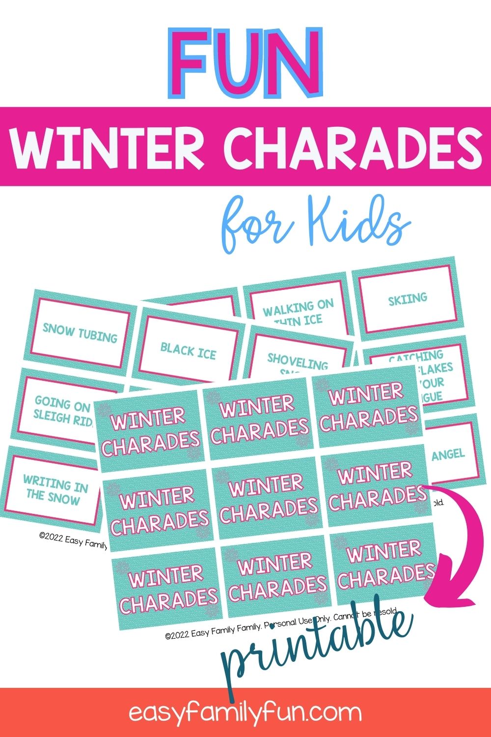 60+ Winter Charades Ideas + Printable Cards