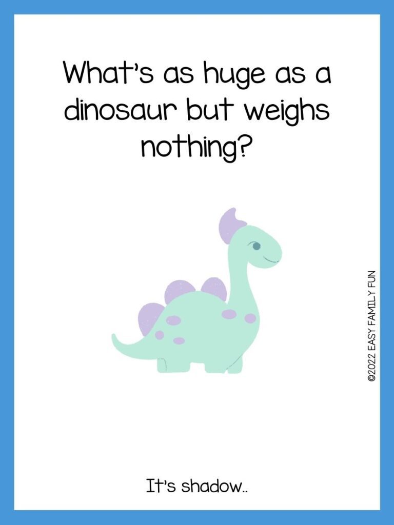 purple and blue dinosaur with blue border and dinosaur riddle