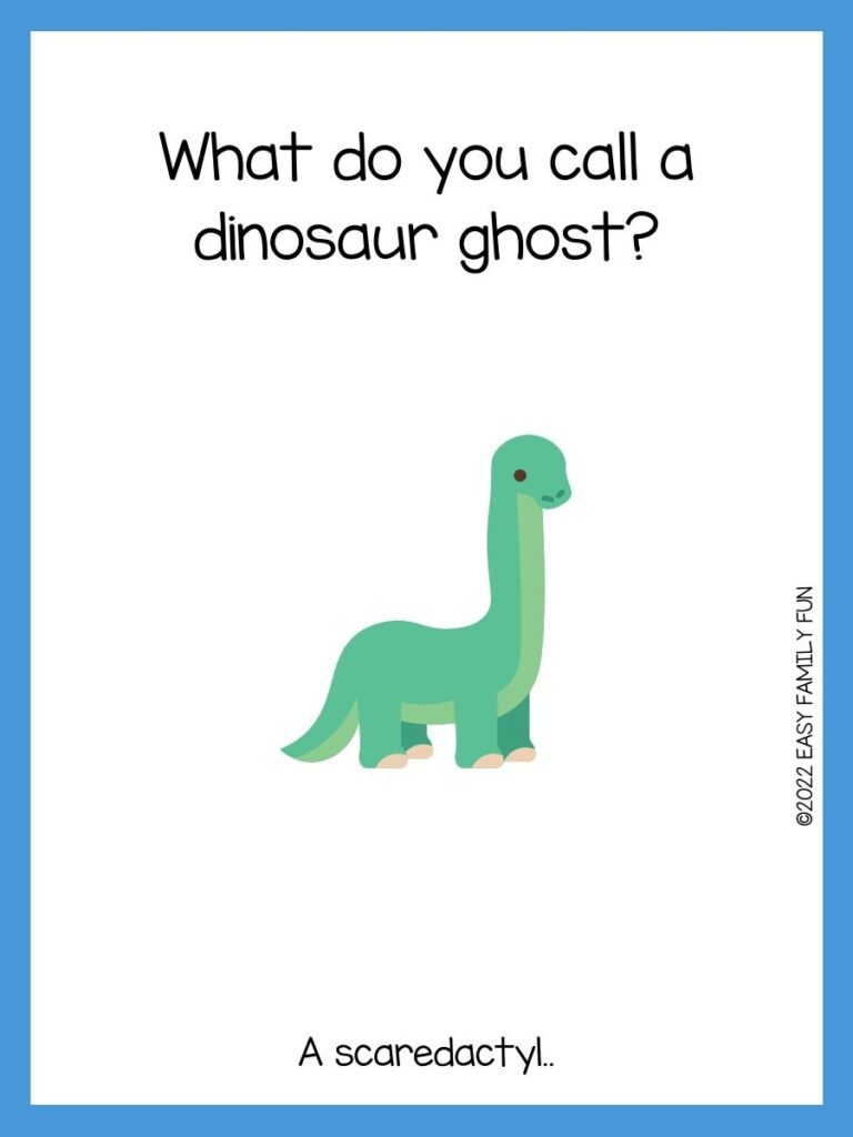 green dinosaur with blue border and dinosaur riddle