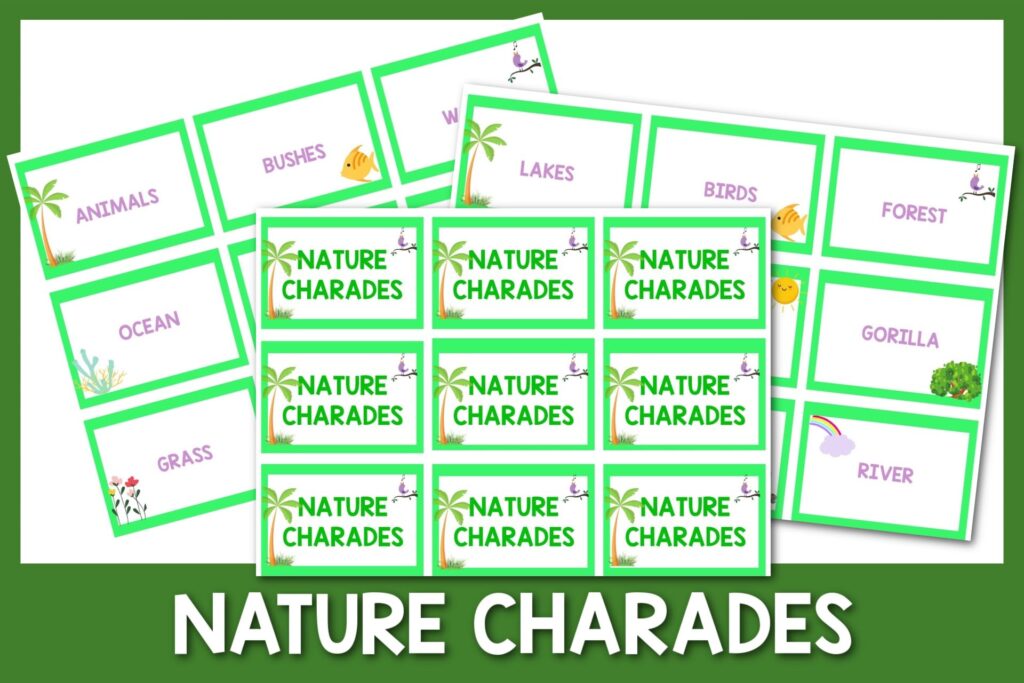 feature image: nature charades in a green border