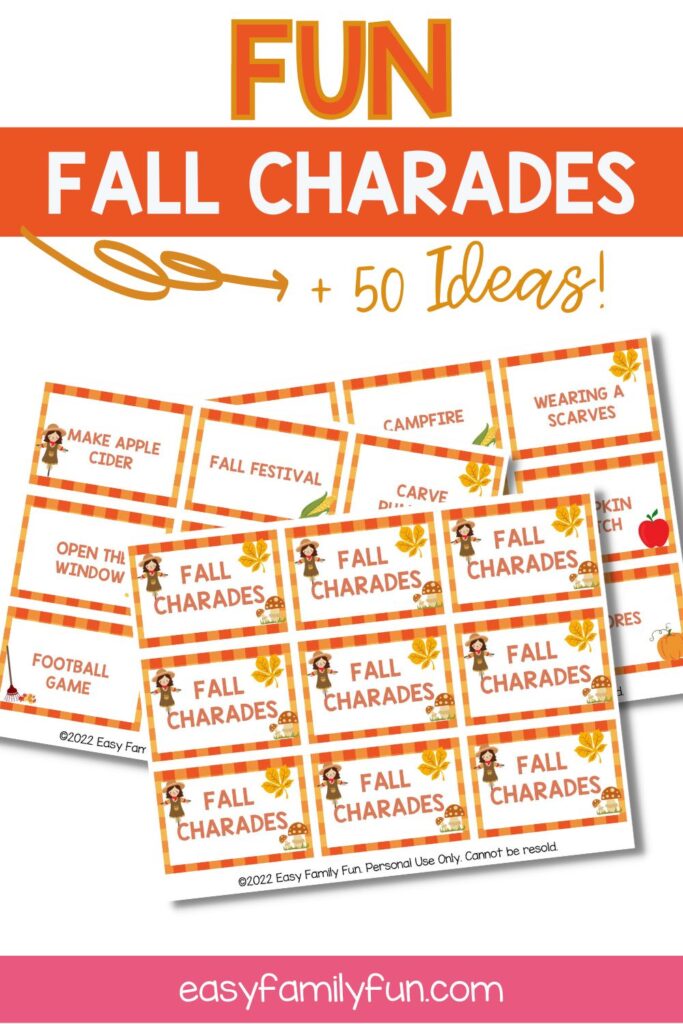 pin image: fall charades cards printable