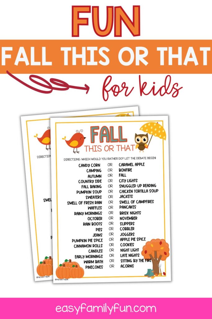 pin image: fall this or that printable on orange border