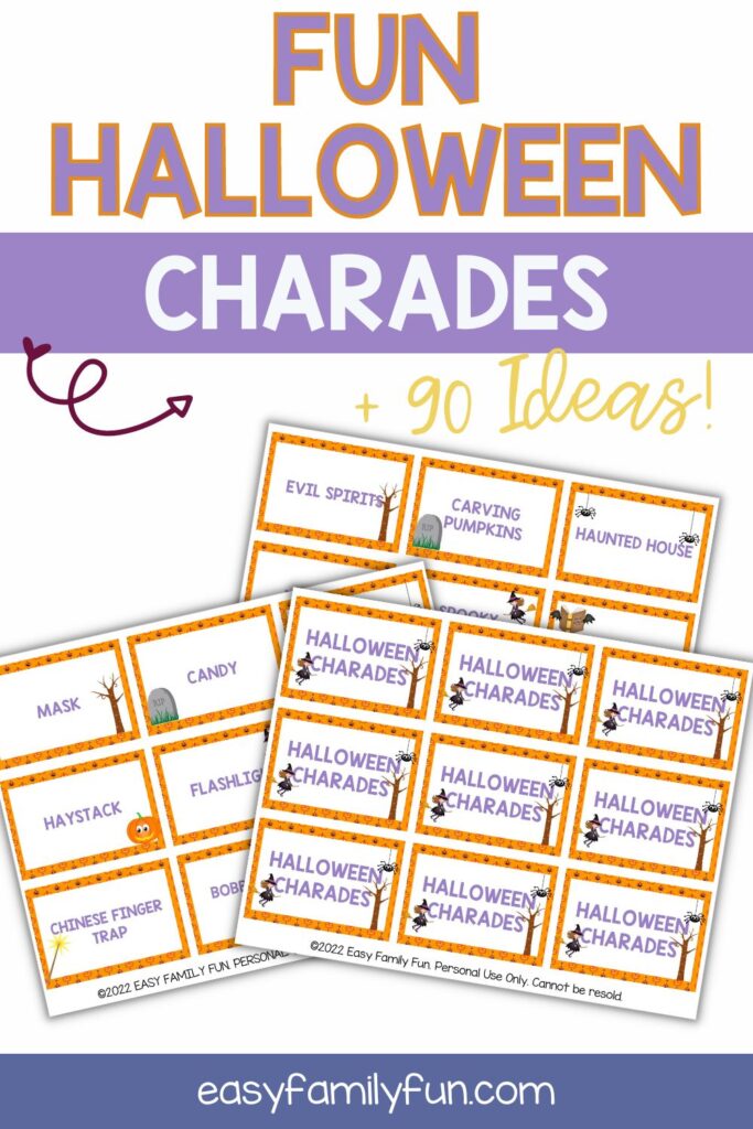 pin image: halloween charades cards printable