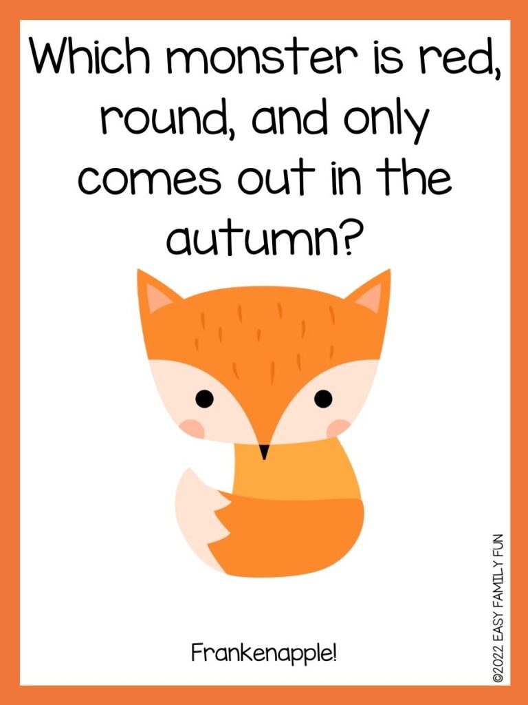 fall joke with orange fox and orange border