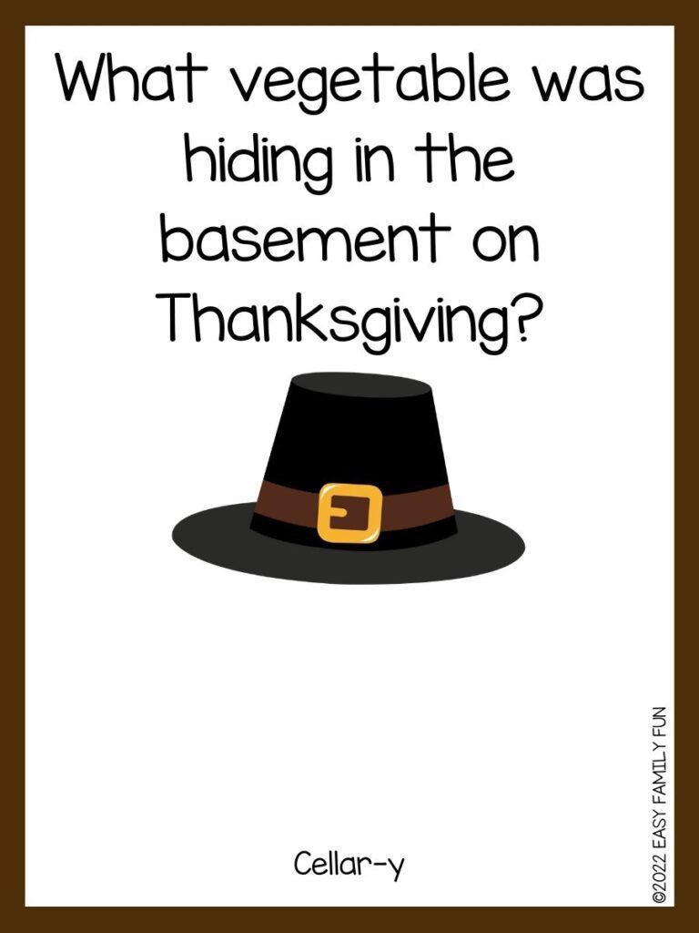 pilgrim hat on thanksgiving joke card 