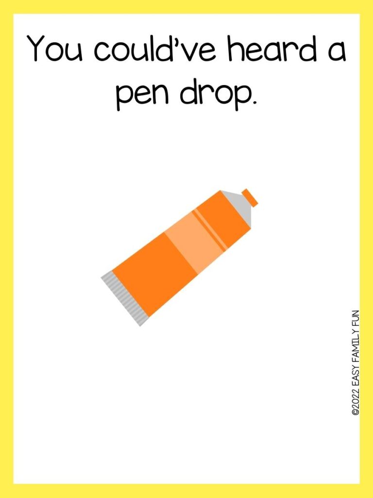 orange paint tube with art pun on card 