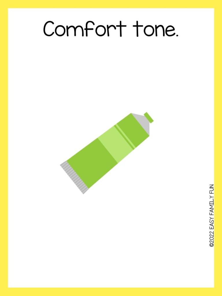 green paint tube with yellow border 