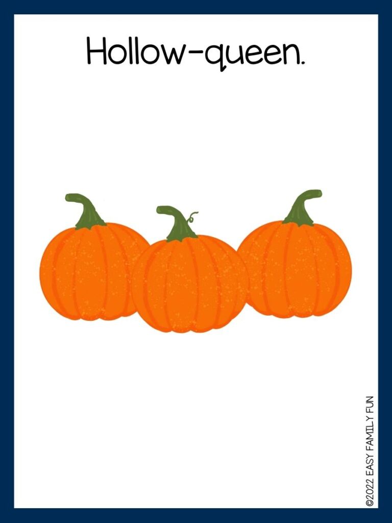 three orange pumpkins on pumpkin puns for kids 