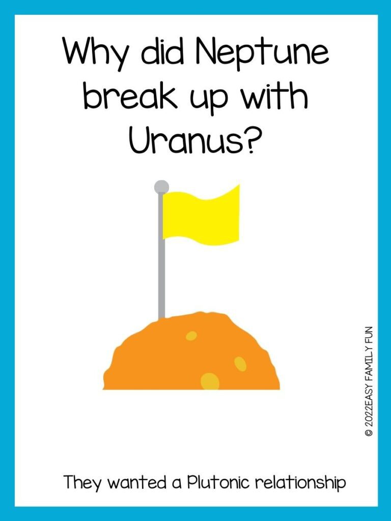 space jokes for kids with image of flag on moon. 