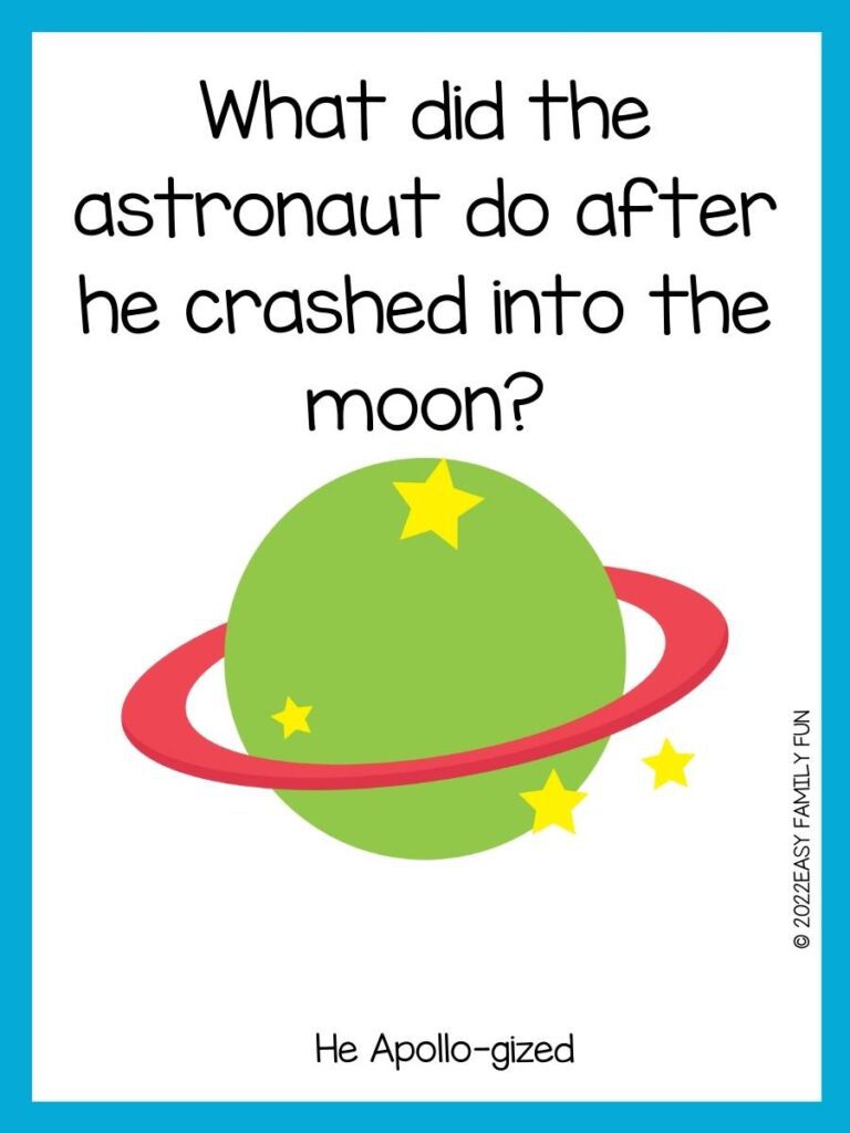 Q: What did the astronaut do after he crashed into the moon? 
A: He Apollo-gized