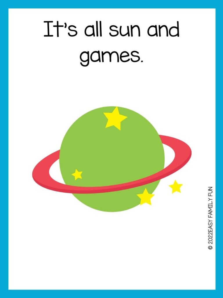 Planet on pun card for kids