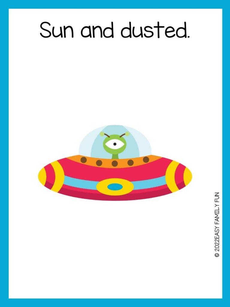 space pun for kids card with blue border