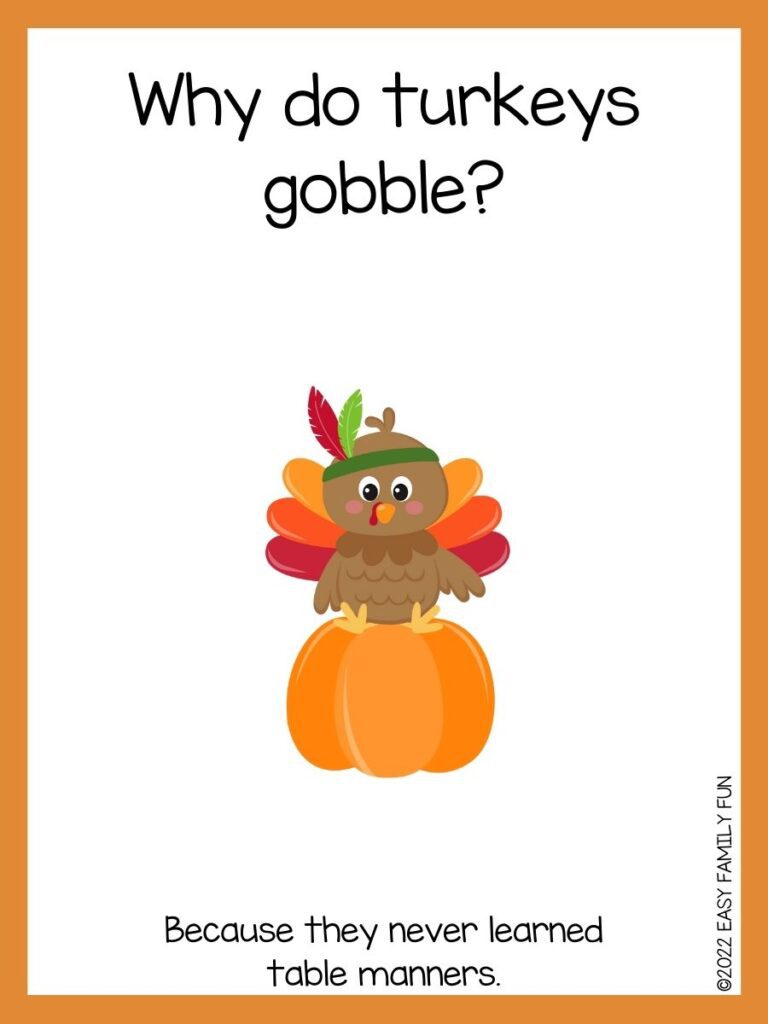 joke for kids with a pilgrim turkey