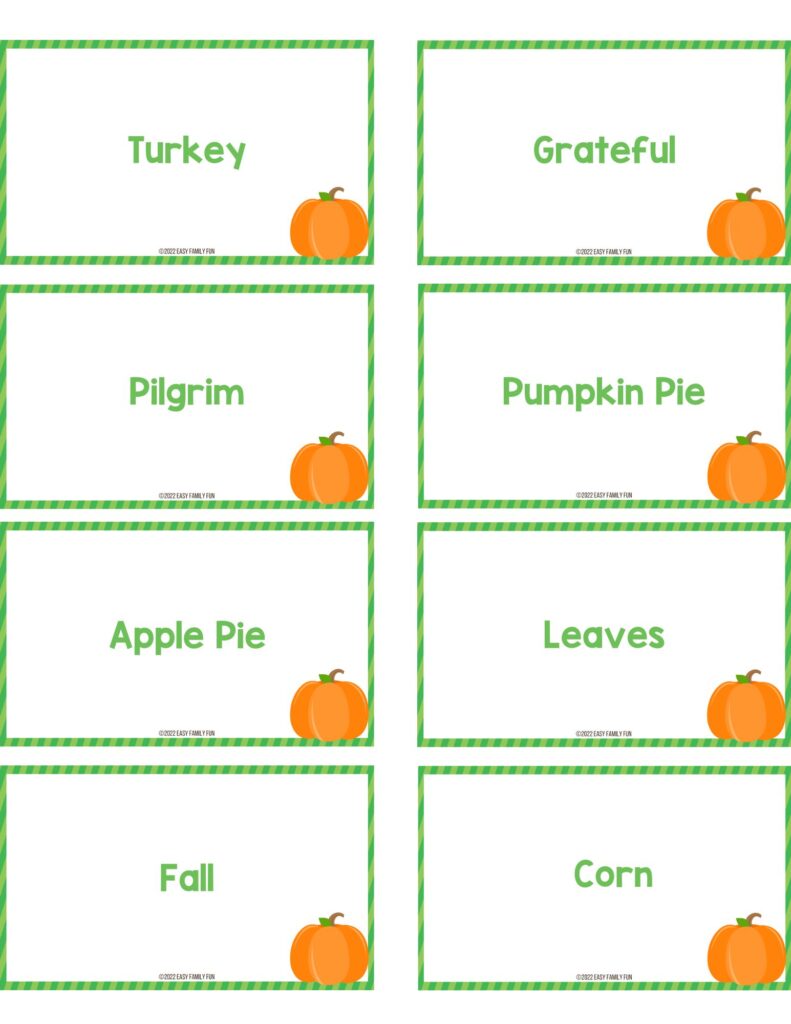 8 thanksgiving cards with clues