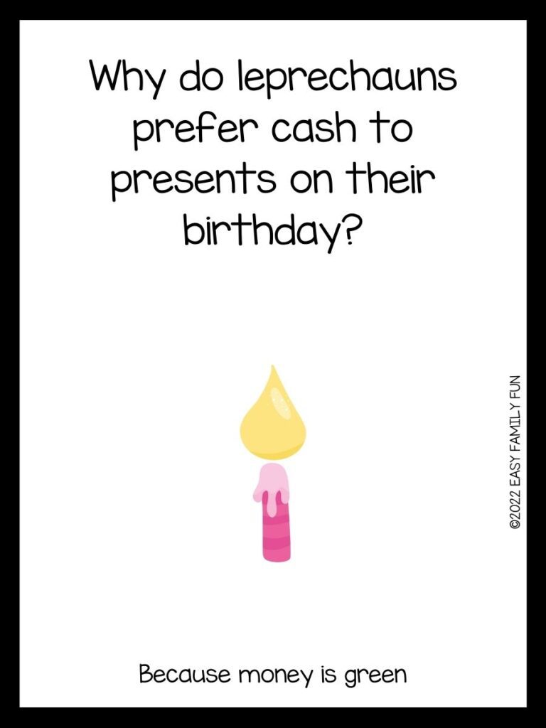 Pink melting birthday candle with yellow flame. On white cardstock with a black border. 