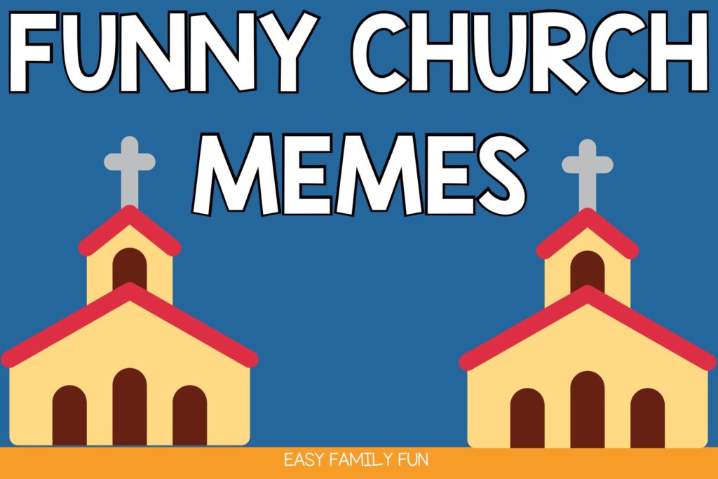 2 churches with blue background with the wording "funny church memes"