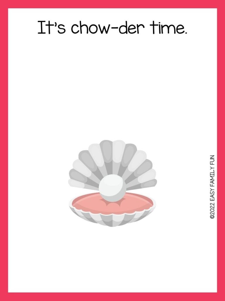gray clam with pink border with a clam pun