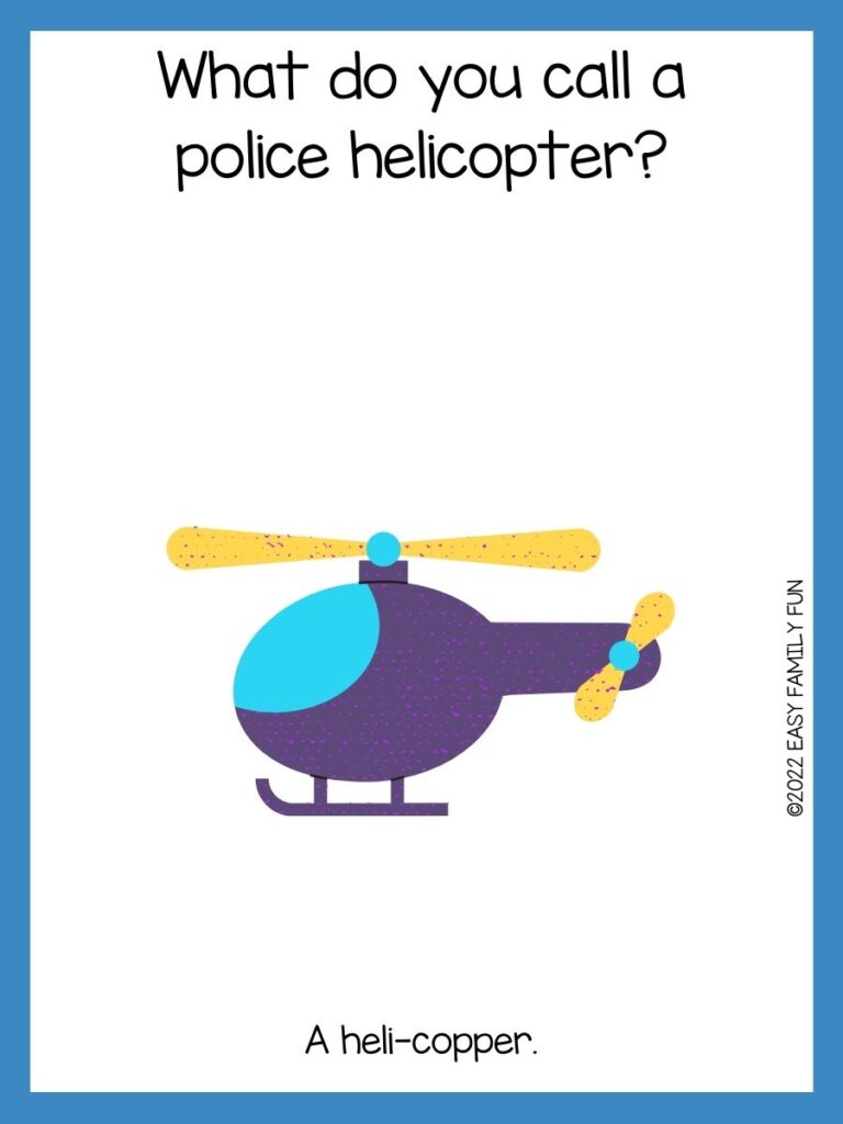 purple helicopter with blue border with helicopter pun