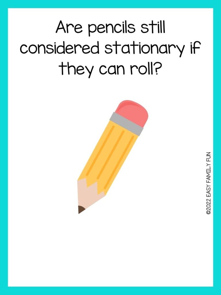 pencil pun with yellow pencil and teal border