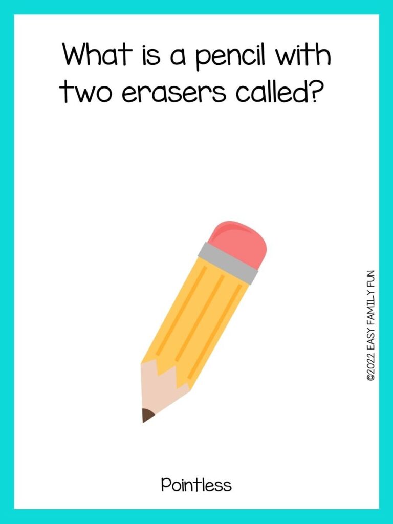 pencil pun with yellow pencil and teal border
