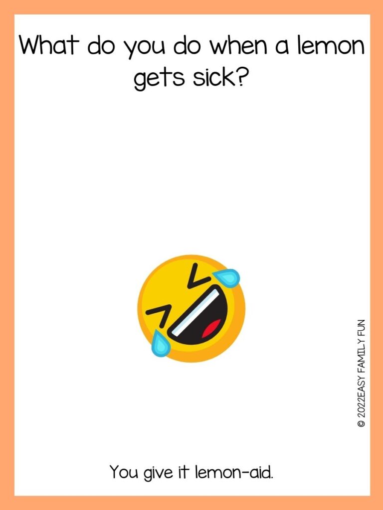 Emoji with an orange background and a family-friendly joke.