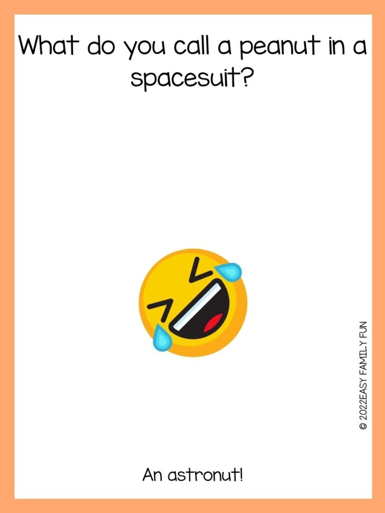 Emoji with an orange border and a family-friendly joke.