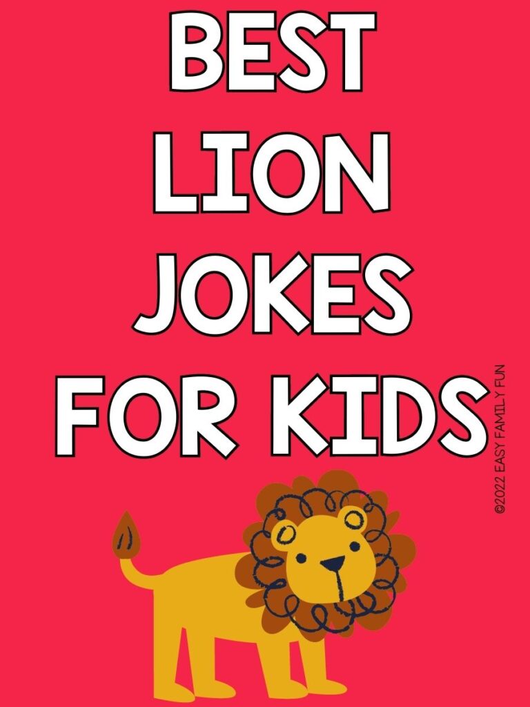 1 lion with pink background with white text that says "best lion jokes for kids"
