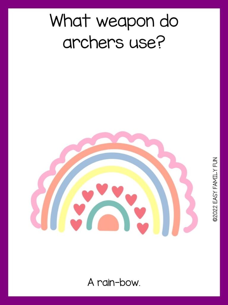 Rainbow with purple border and rainbow joke.