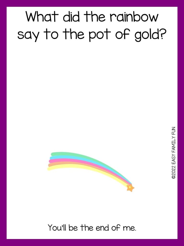 Rainbow and star with purple border and rainbow joke.