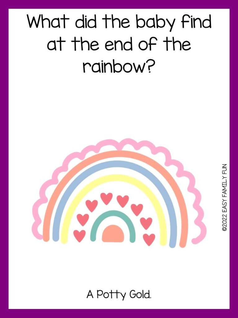 Rainbow with purple border and rainbow joke.