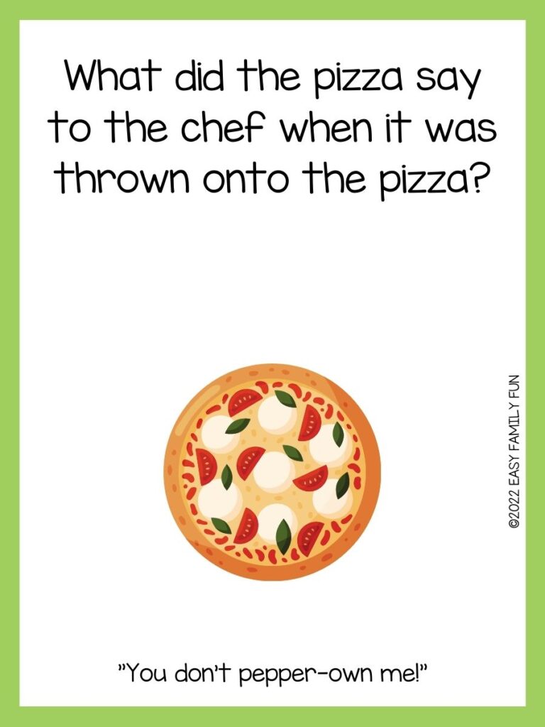 Tomato and spinach Pizza with white cardstock and lime green border.