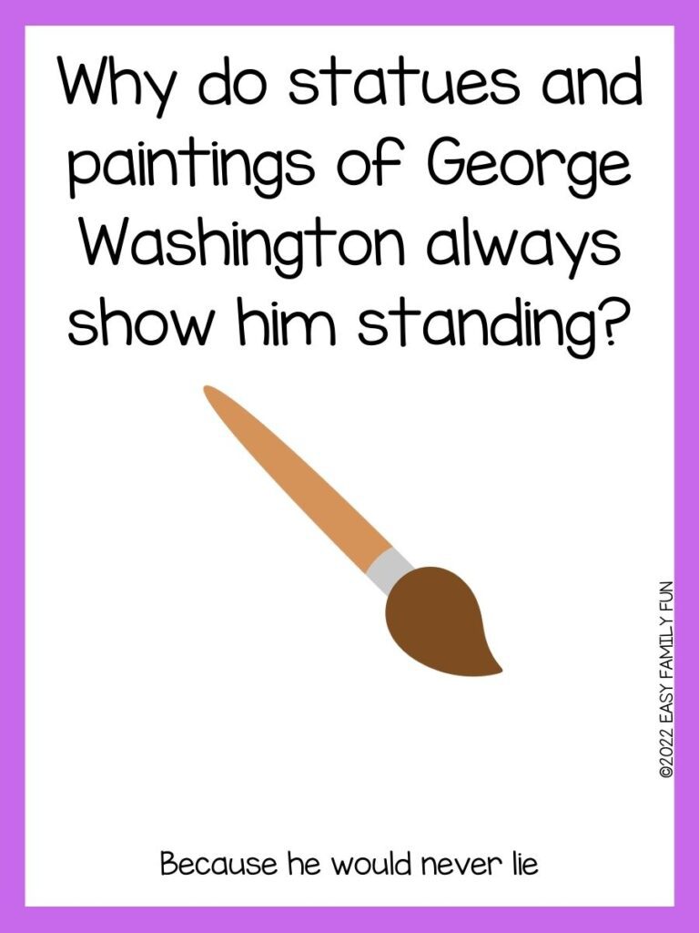 a paintbrush with a purple border and an art riddle.