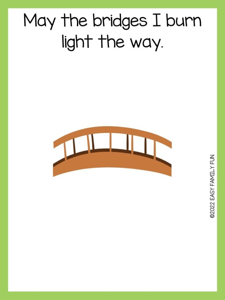 brown bridge with white background and a bridge pun with green border