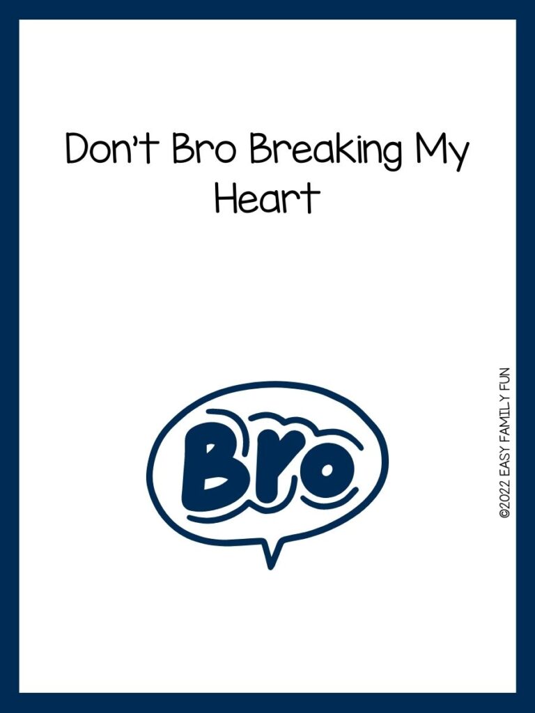 Speech bubble saying Bro with blue border and bro pun