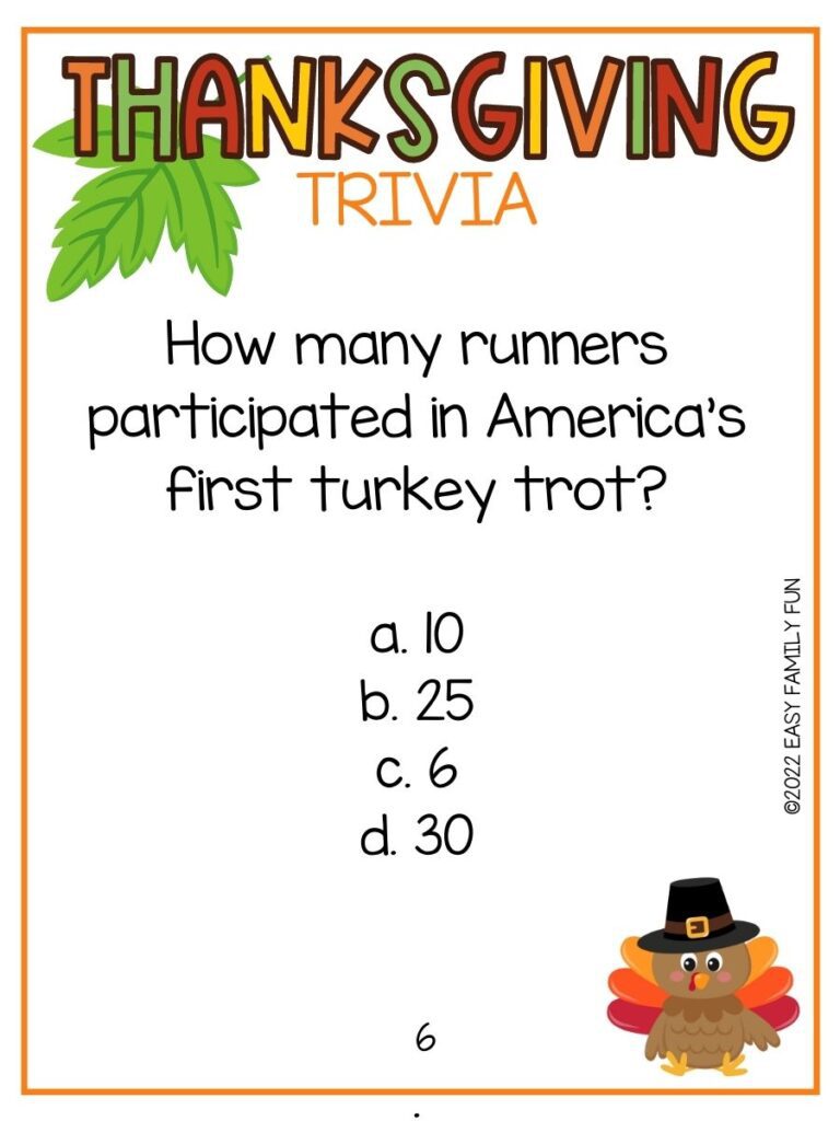 Thanksgiving Trivia (30 questions)