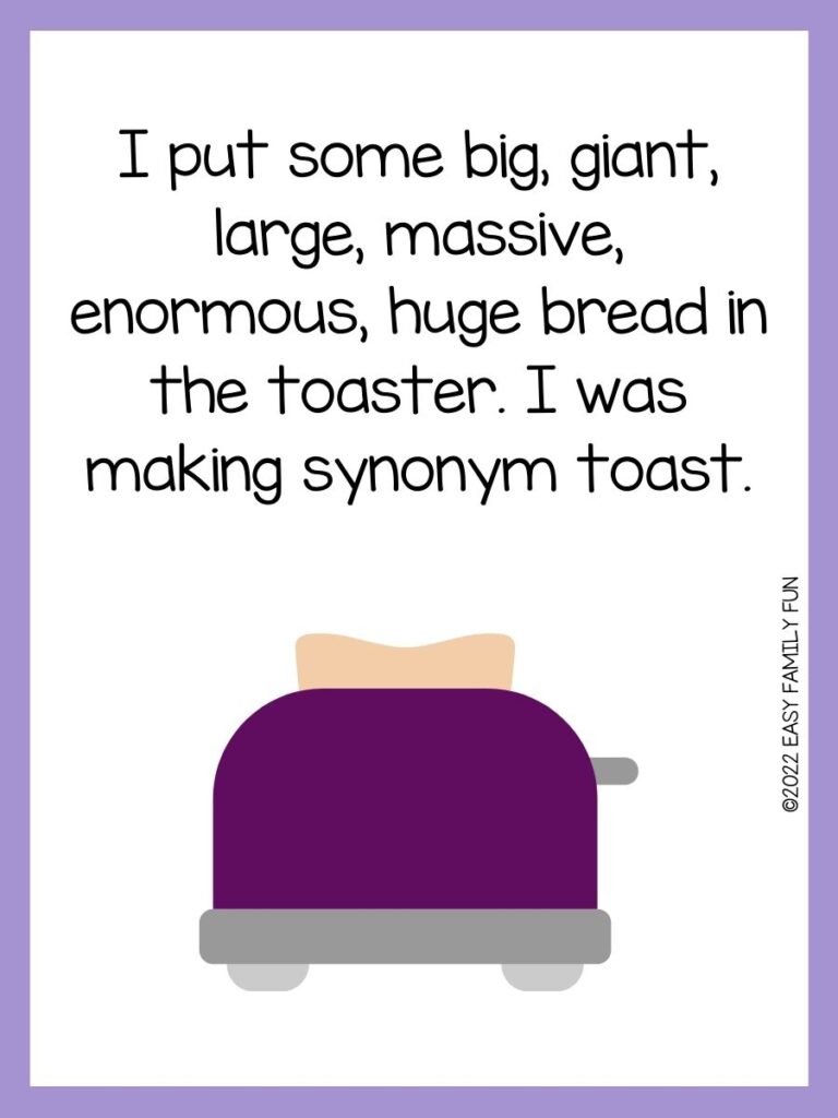 Purple toaster with purple border and toaster pun