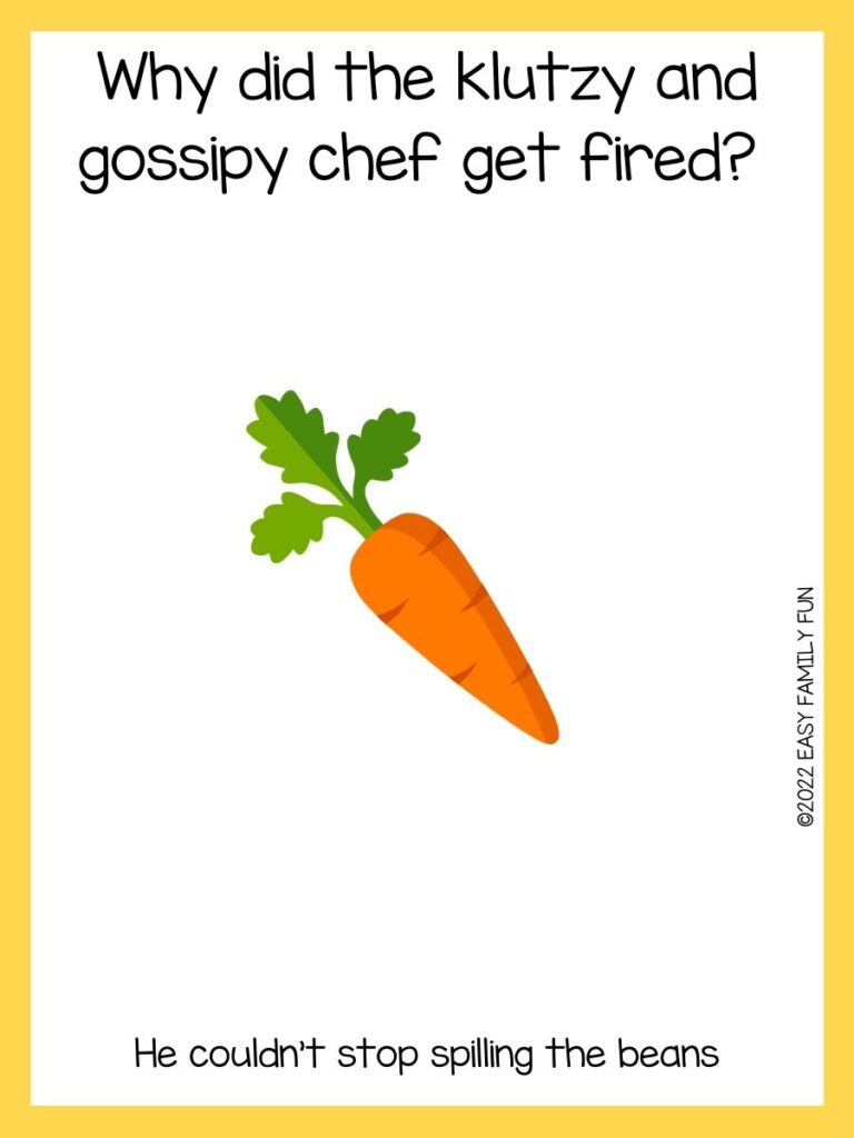 orange carrot with vegetable joke with yellow border