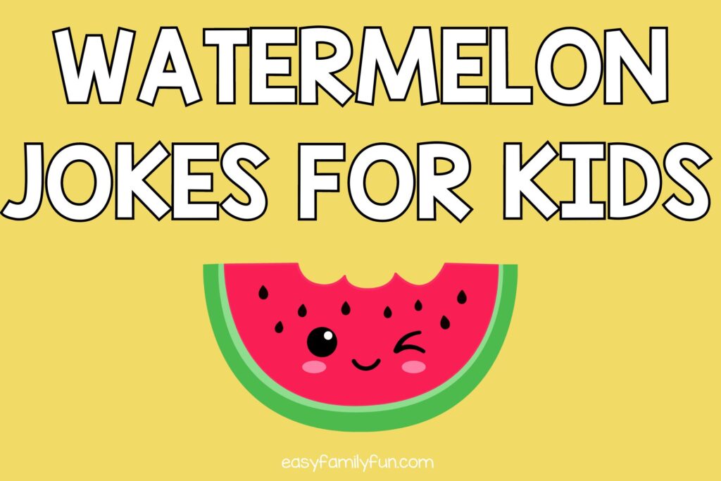 watermelon slice with a winking eye with 3 bites missing with white text that says "watermelon jokes for kids"