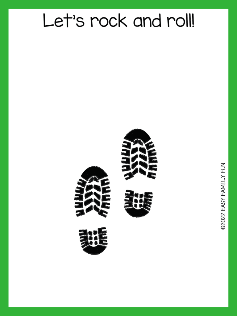 hiking pun card image with shoe prints