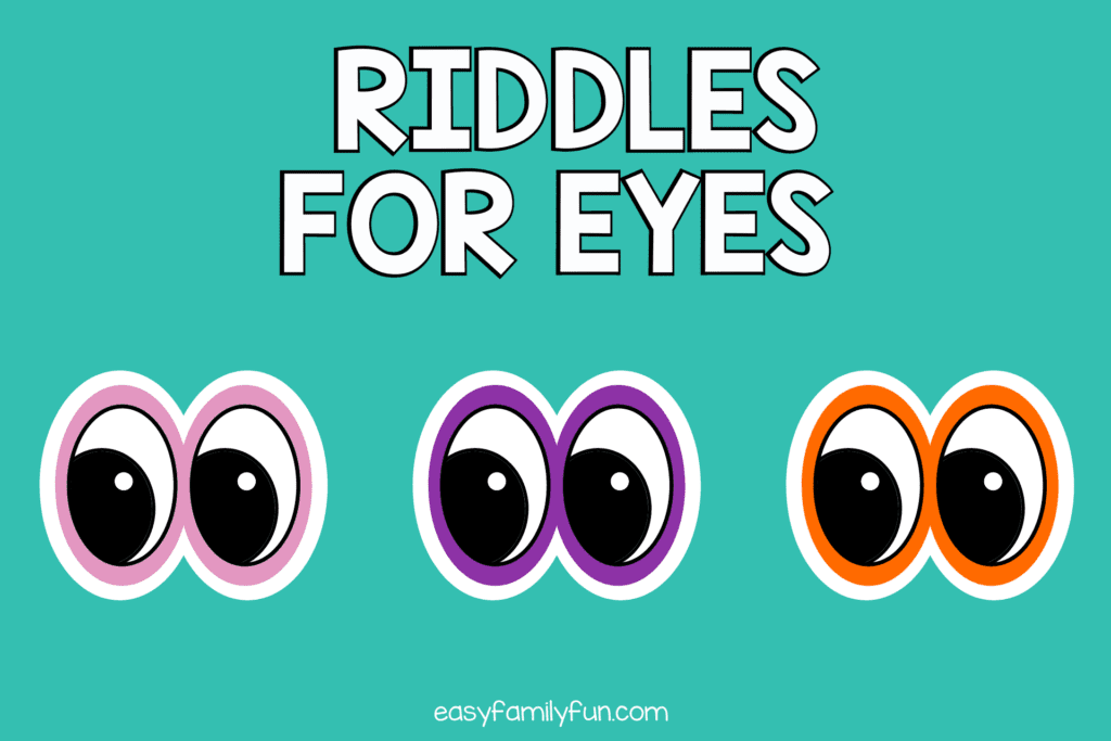 RIDDLES FOR EYES ON GREEN BACKGROUND WITH EYEBALLS