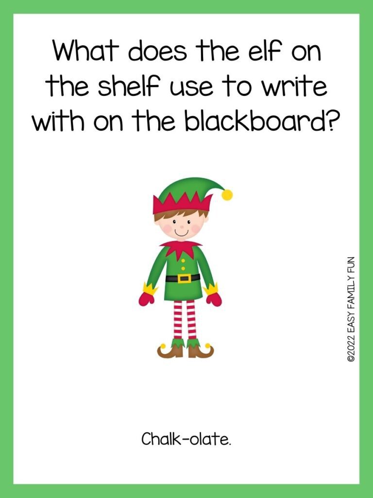 Green border around a white box, with an illustration of a male elf, with green hat, green tunic, and red and white striped pants.