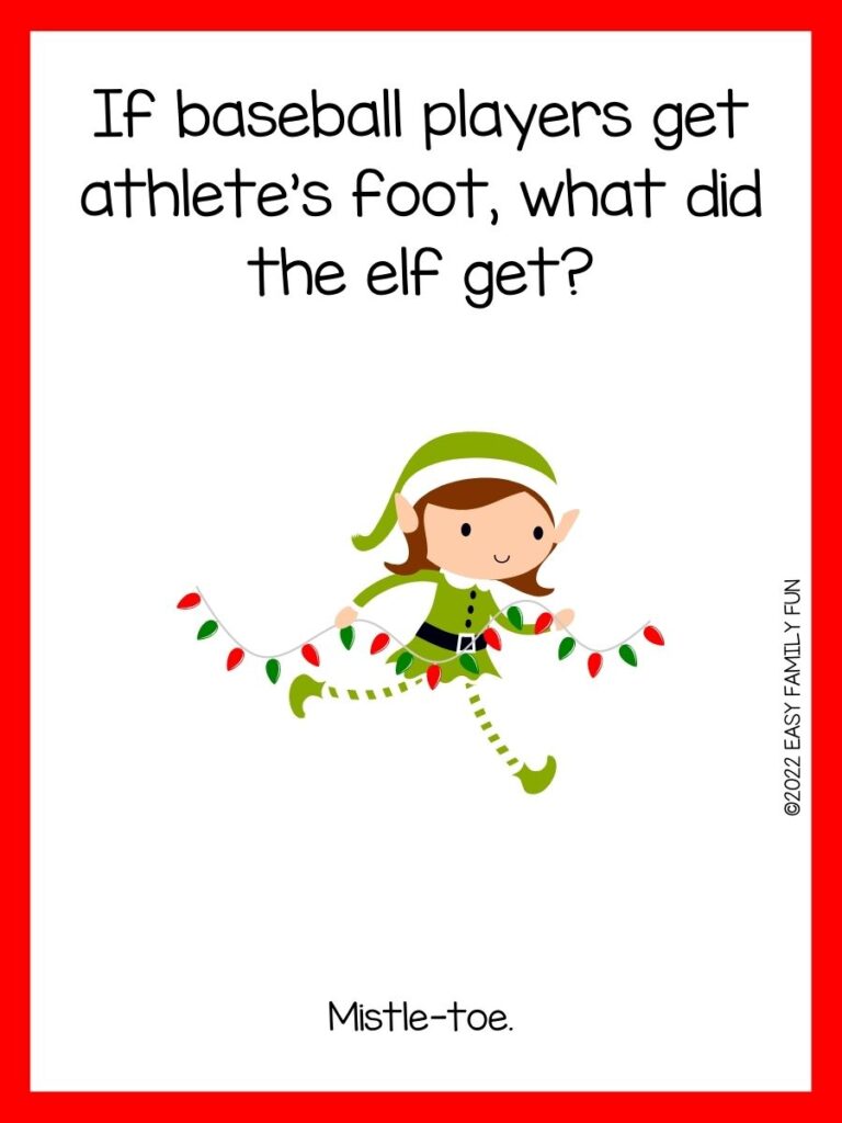 red border with elf on the shelf jokes with green elf with lights