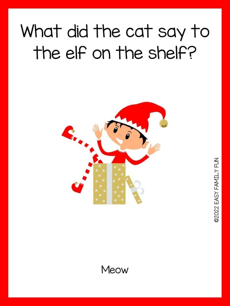 red border with elf on the shelf jokes with elf in package
