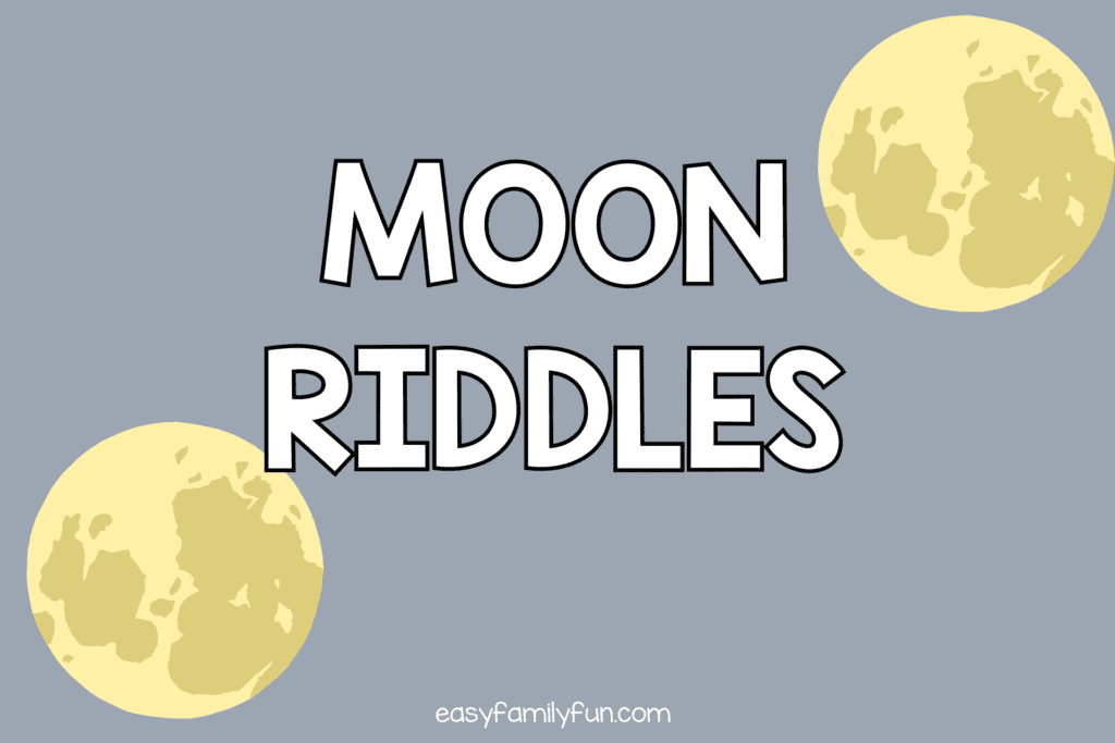 moon riddles for kids with grey background and yellow moons