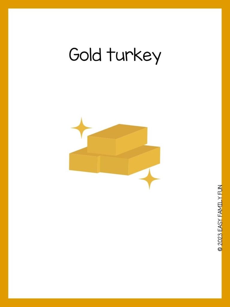 Gold Pun with three gold bars stacked with two good sparkles with a gold border.