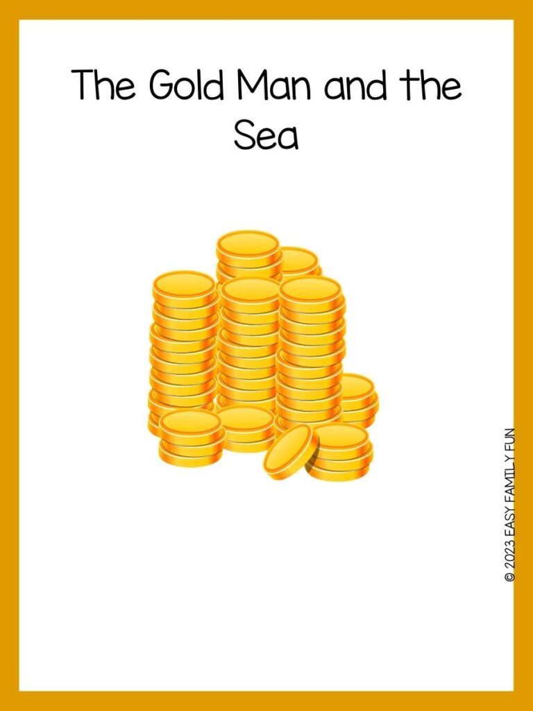 Gold Pun with several stacks of gold coins with a gold border.