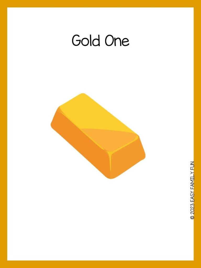 Gold Pun with a picture of a gold brink and gold border.