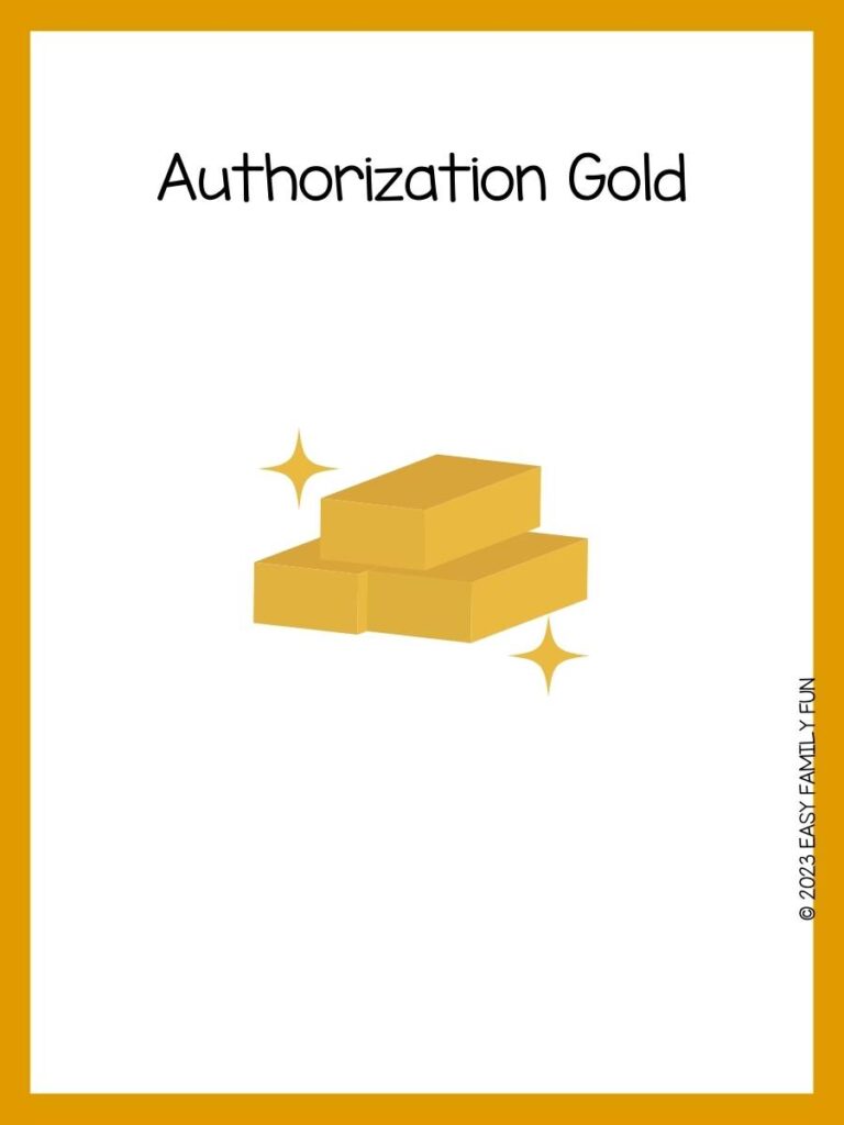 Gold Pun with three gold bars stacked with two good sparkles with a gold border.